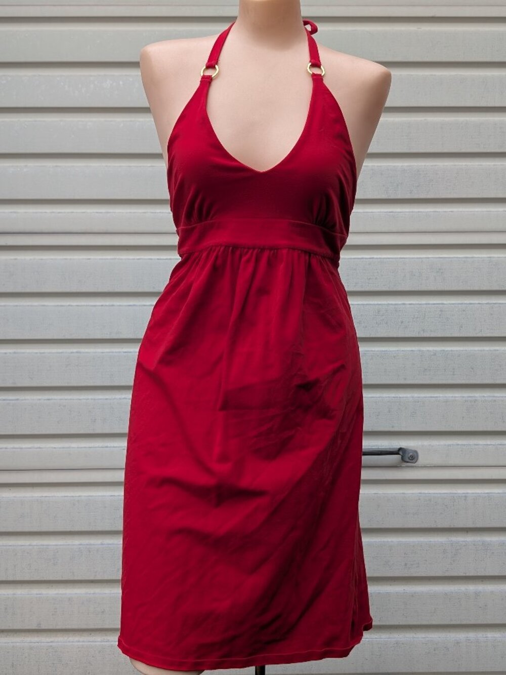 Victoria’s Secret Vintage 2000s Y2K Red Halter Dress Built-In Bra Babydoll Small